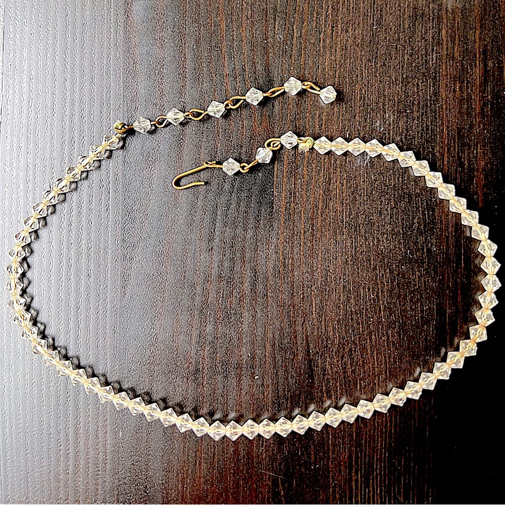 Vintage Glass Rhinestone Choker Hook Closure 16in Long